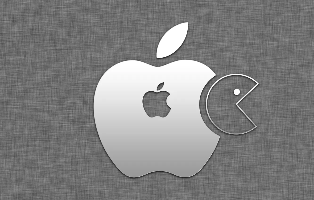 Фото обои apple, яблоко, pacman