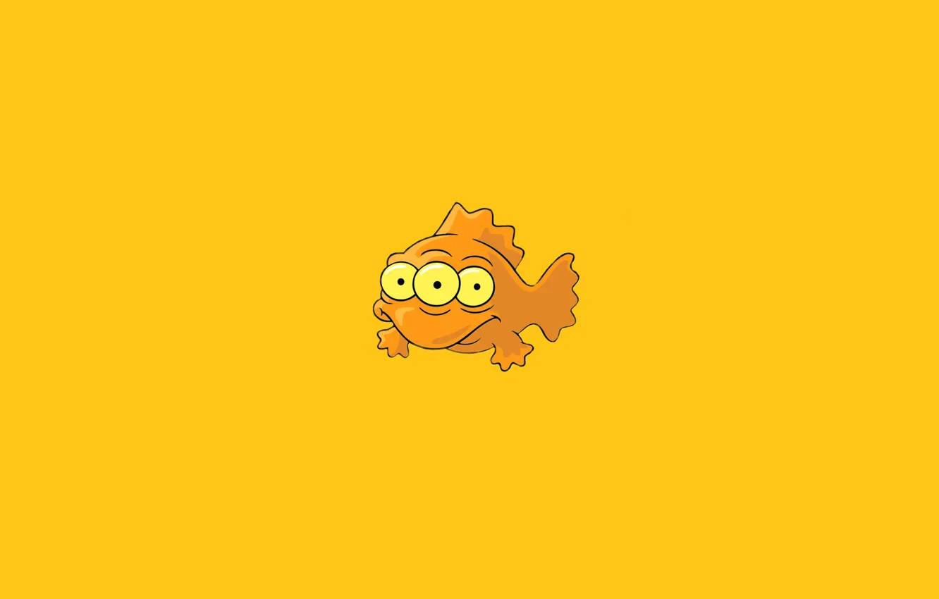 Фото обои минимализм, рыба, симпсоны, simpsons, orange, три глаза