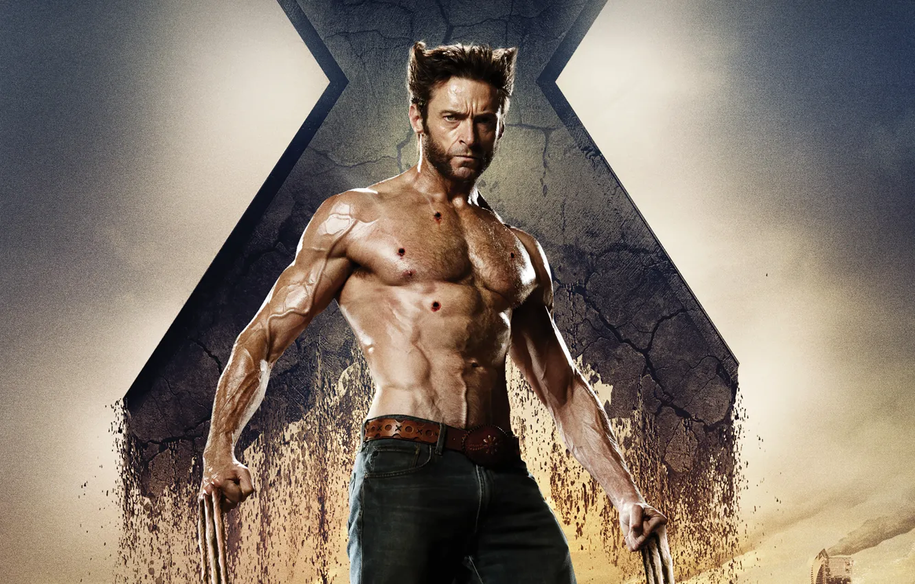 Фото обои City, Fox, Action, Fantasy, Sky, Hero, Wolverine, Hugh Jackman