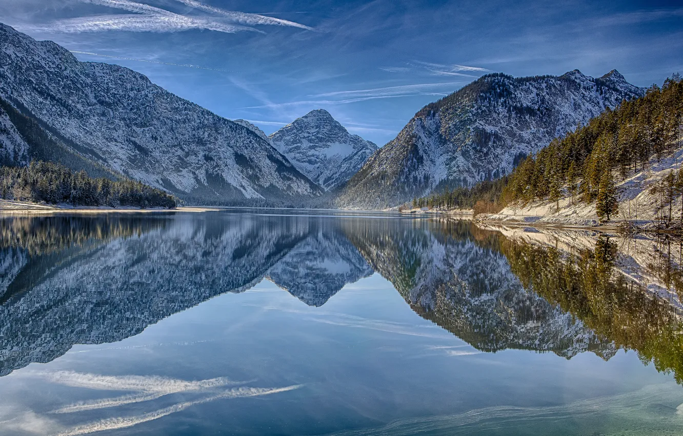 Фото обои горы, отражение, Австрия, Альпы, Austria, Alps, Тироль, Tirol