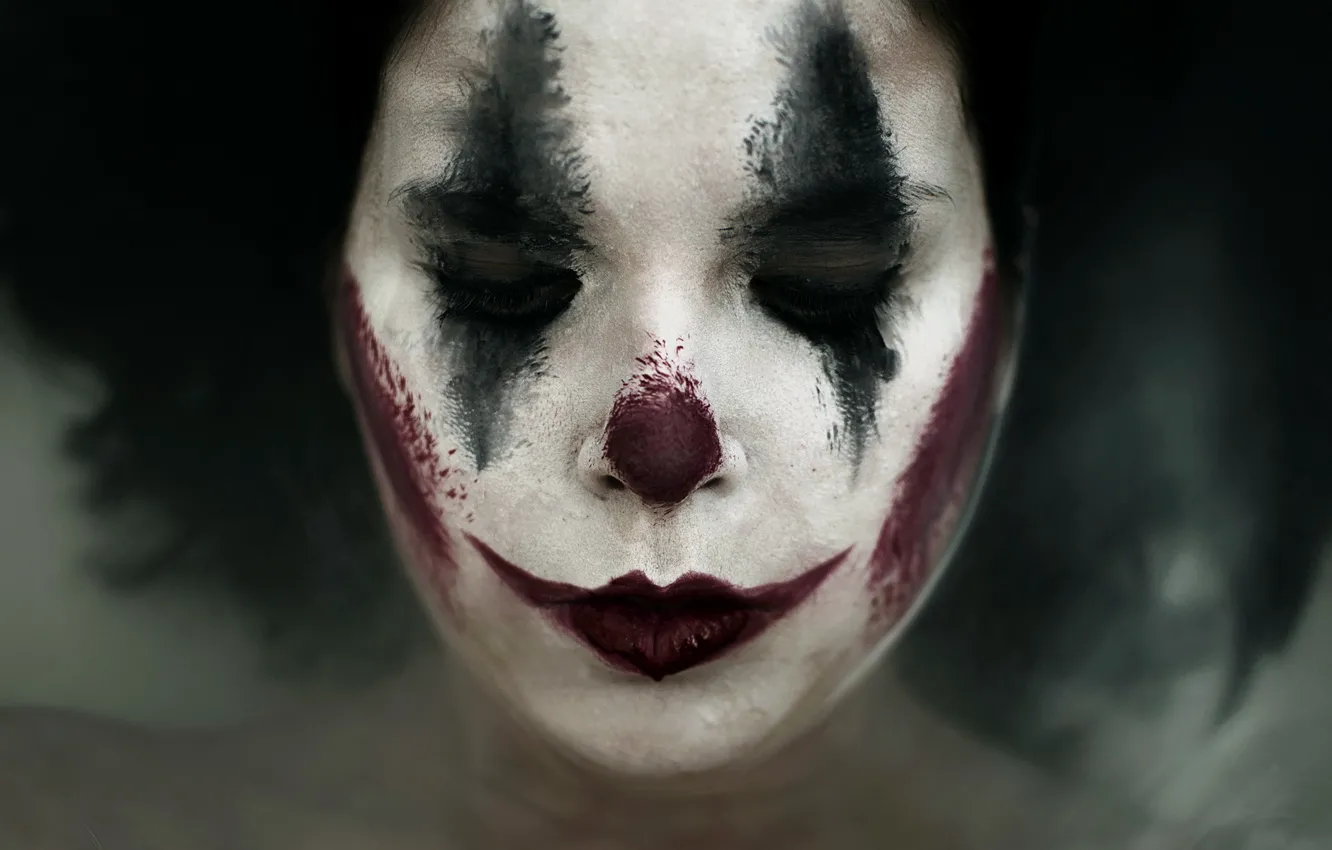 Фото обои лицо, макияж, Sad clown