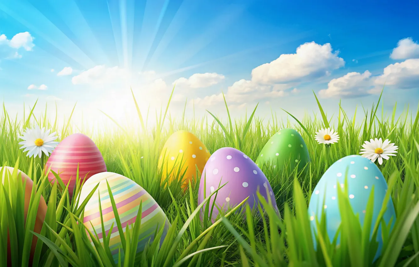 Фото обои цветы, яйца, весна, colorful, Пасха, happy, flowers, spring