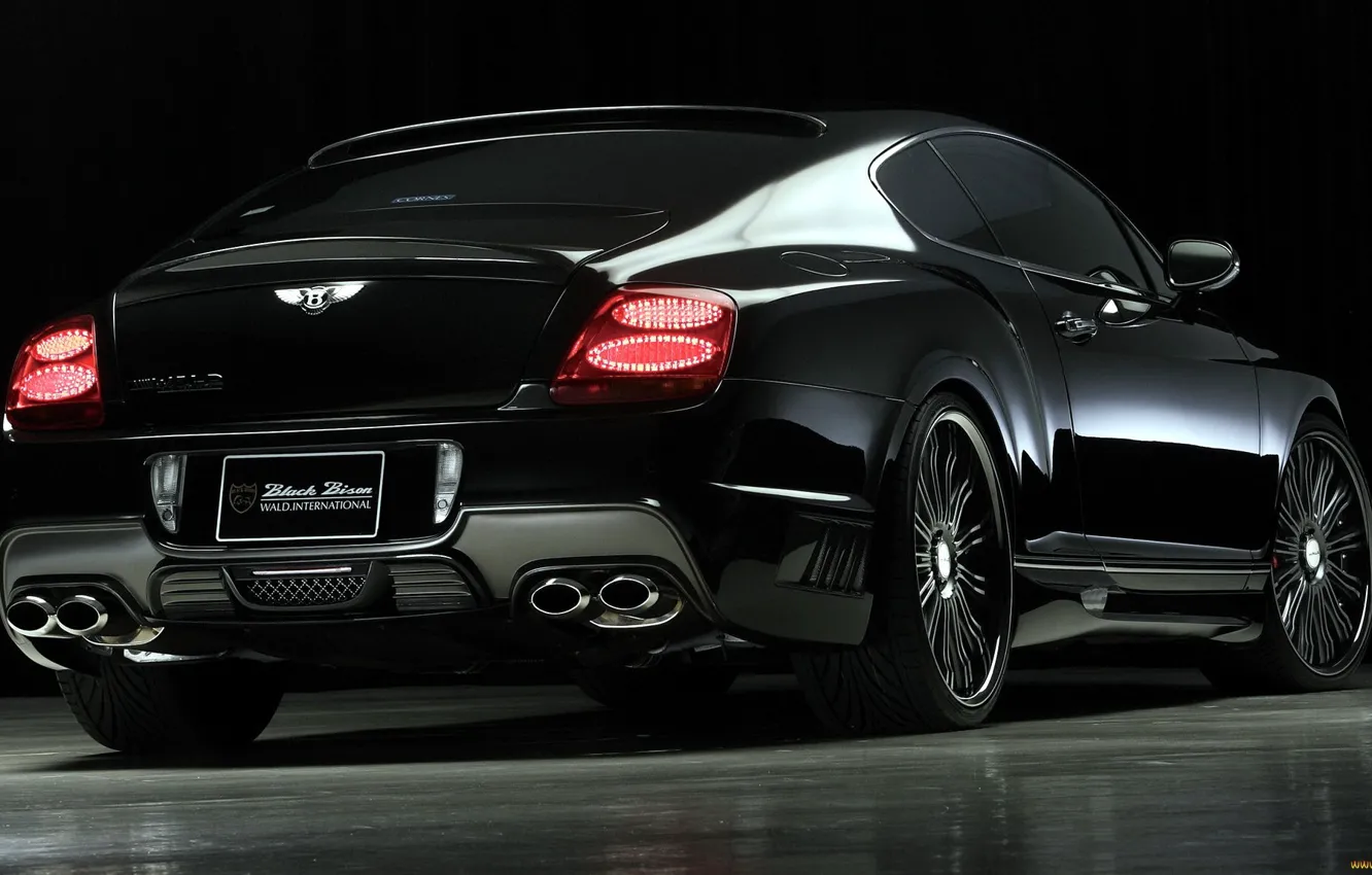 Фото обои чёрный, Bentley, Continental, Бентли, вид сзади, Black, континентал