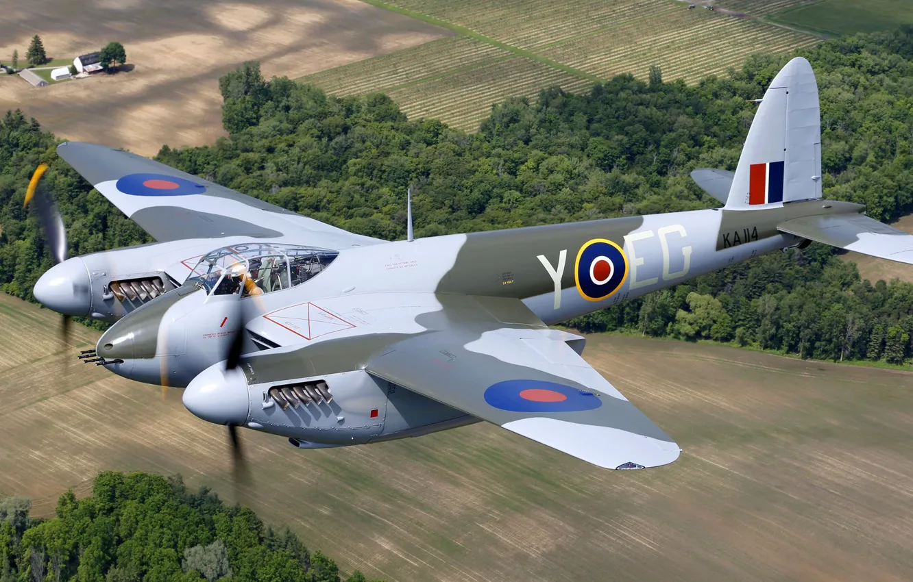 Фото обои RAF, Вторая Мировая Война, Ночной истребитель, Mosquito, de Havilland Aircraft Company, de Havilland DH.98 Mosquito