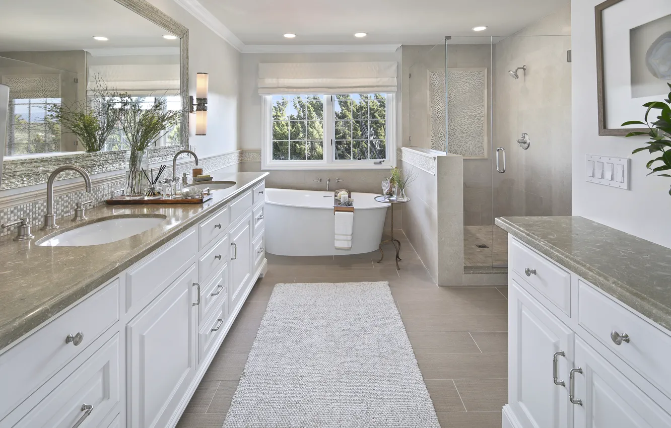 Фото обои дизайн, зеркало, окно, ванна, шкаф, особняк, Design, Bathroom