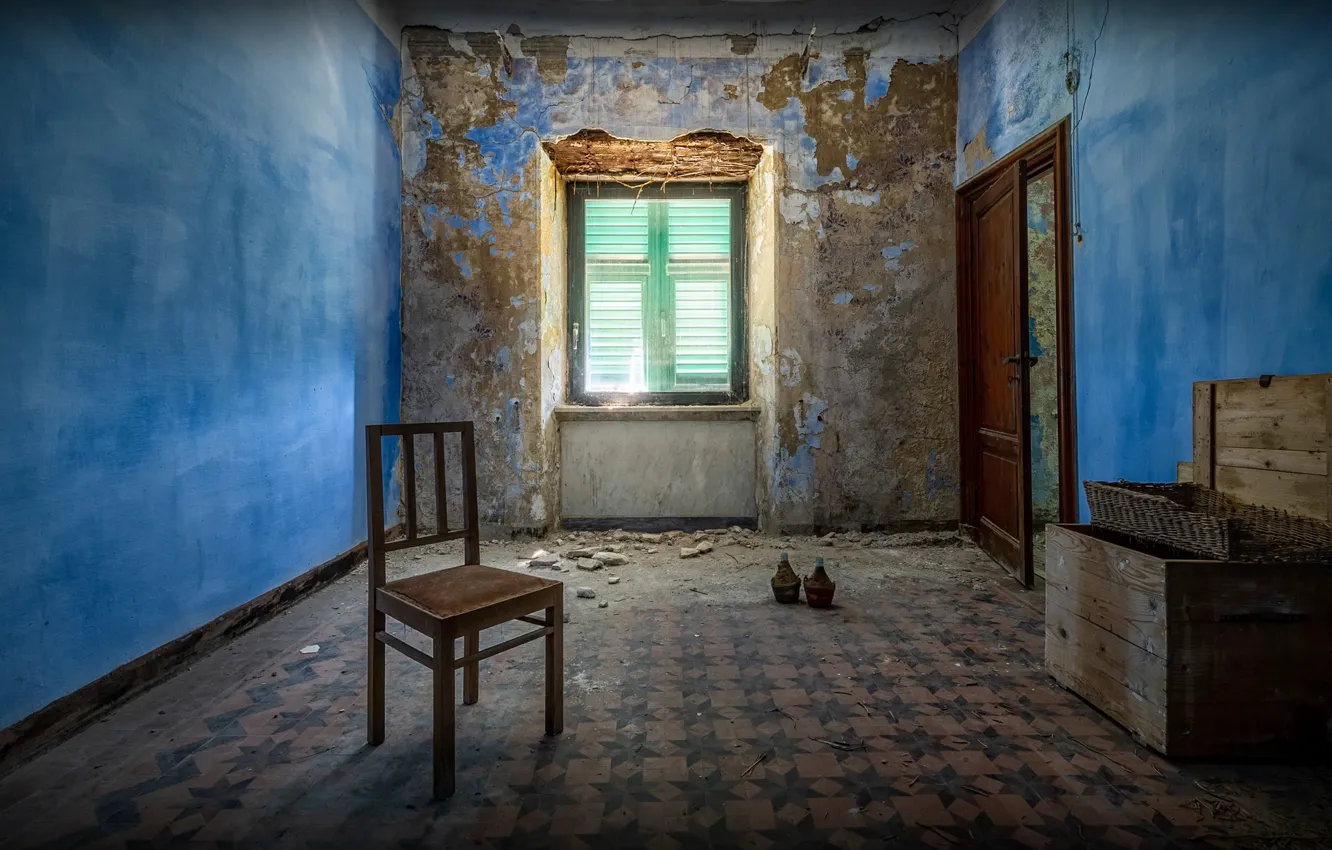 Фото обои комната, окно, стул, натурализм