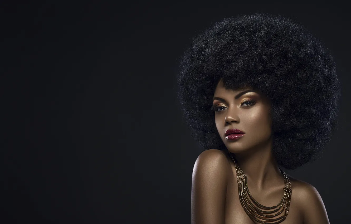 Фото обои причёска, style, glamour, bronze, black beauty, чернокожая девушка