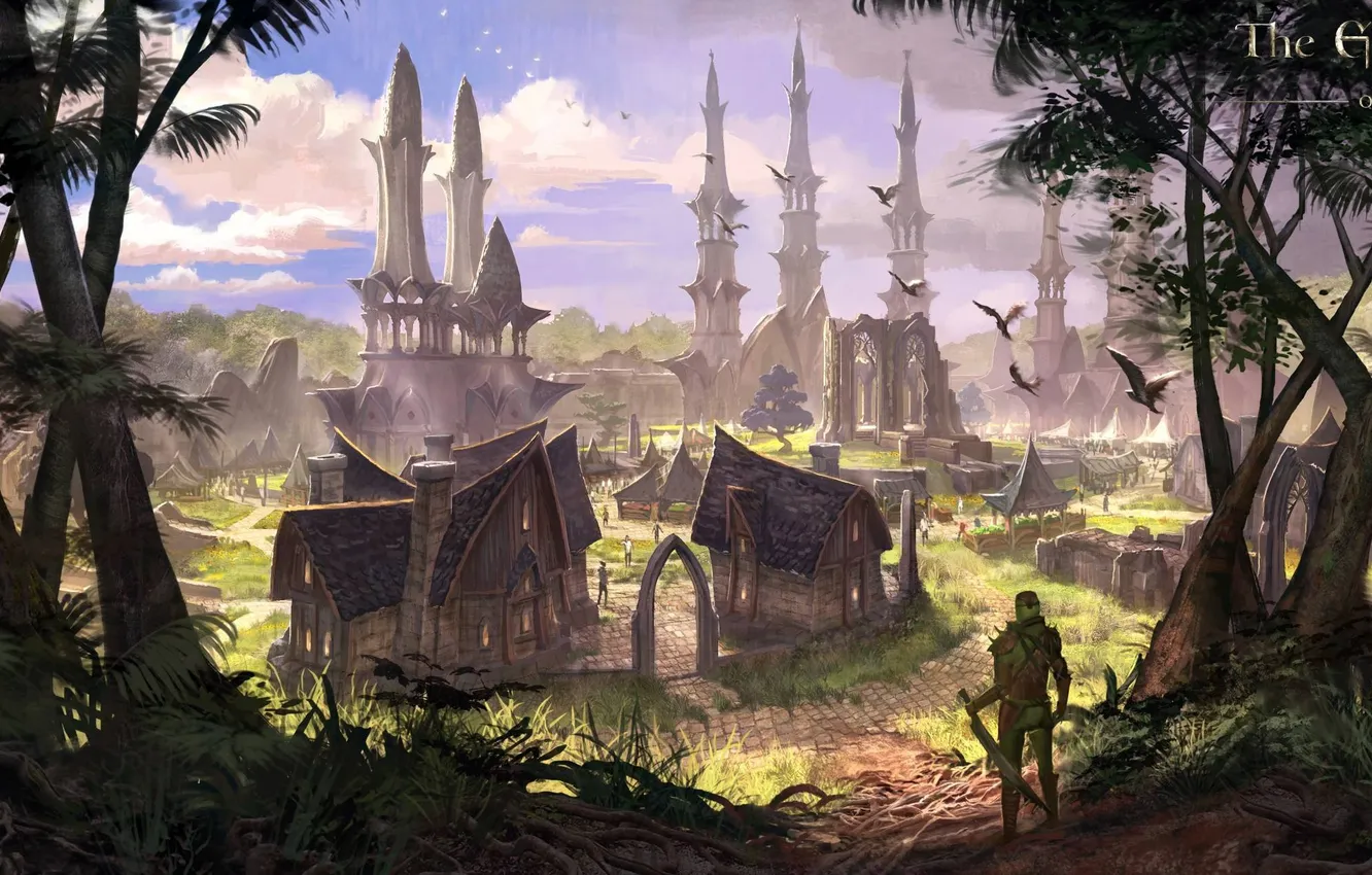 Фото обои лес, город, The Elder Scrolls, The Elder Scrolls Online, TES Online, Валенвуд, Valenwood