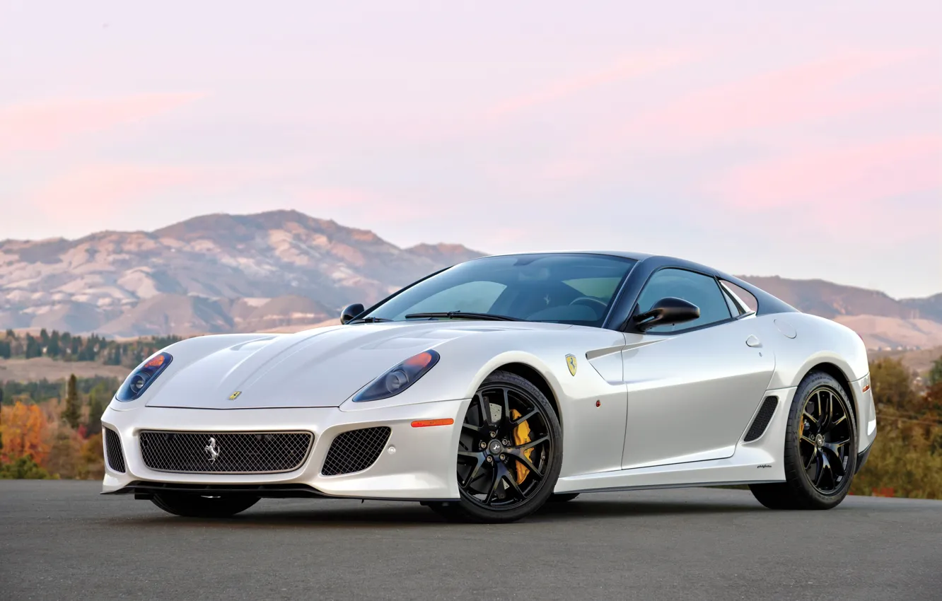 Фото обои Ferrari, white, 599, Ferrari 599 GTO, sports car