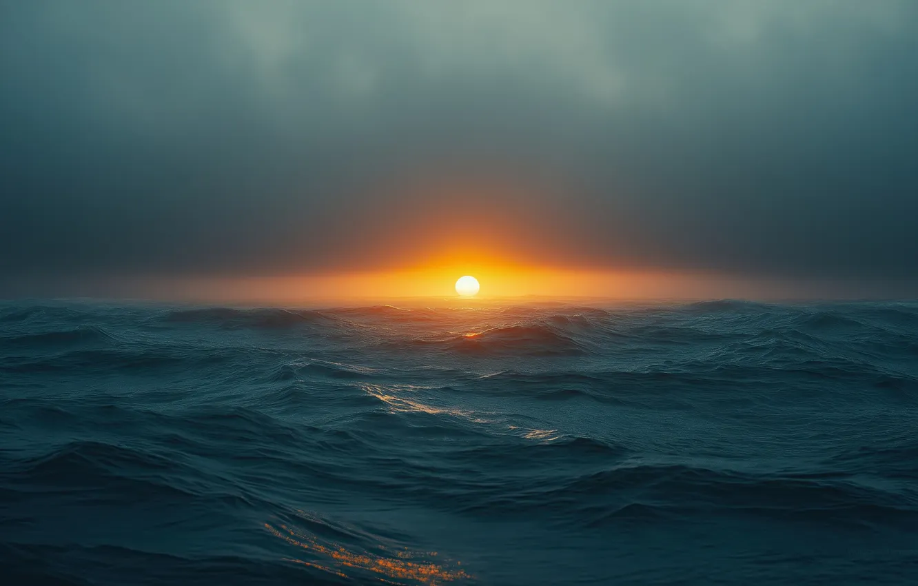 Фото обои Clouds, Sunset, Ocean