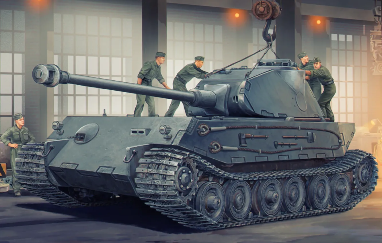 Фото обои war, art, german, tank, ww2, VK4502(P), project