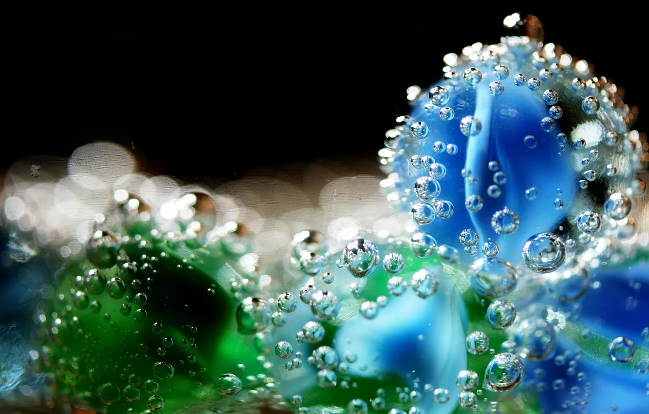 Фото обои макро, пузырьки, воздух, под водой