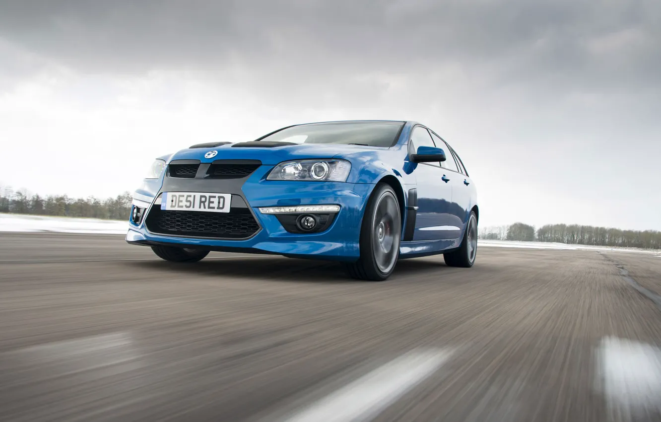 Фото обои Зима, Авто, Синий, Машина, Фары, Vauxhall, VXR8, Передок