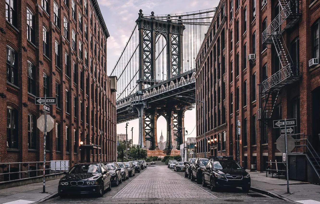 Фото обои United States, New York, Manhattan Bridge, Dumbo