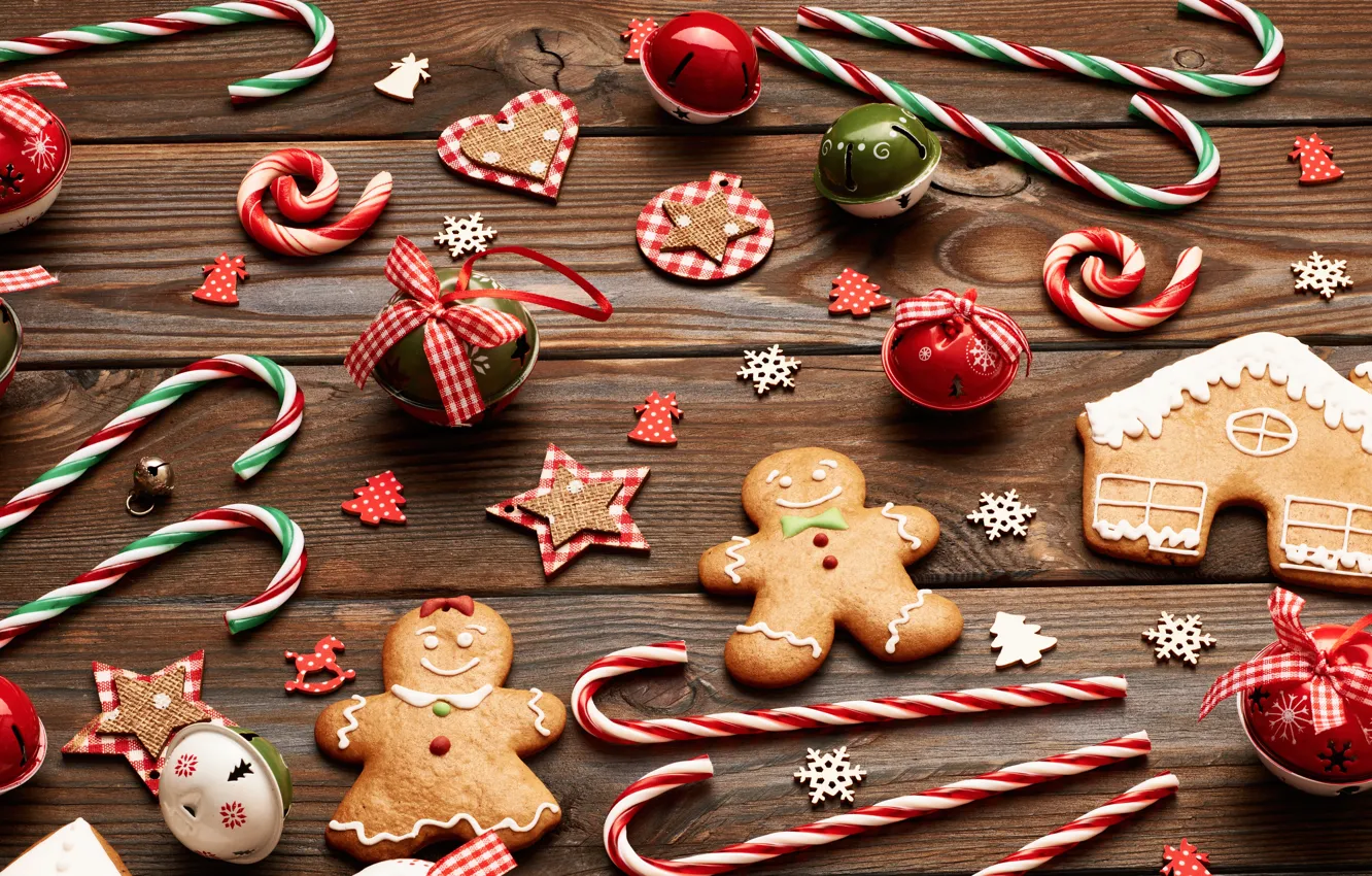Фото обои merry christmas, cookies, decoration, gingerbread