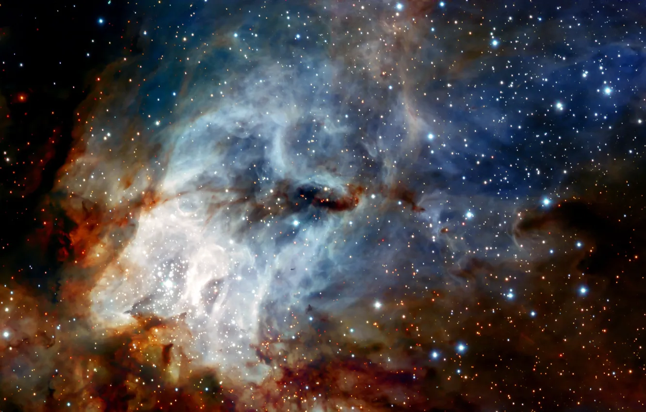Фото обои Stars, Nebula, RCW 38, Gas Clouds, The Sails, Constellation of Vela, HAWK-I, Starclusters