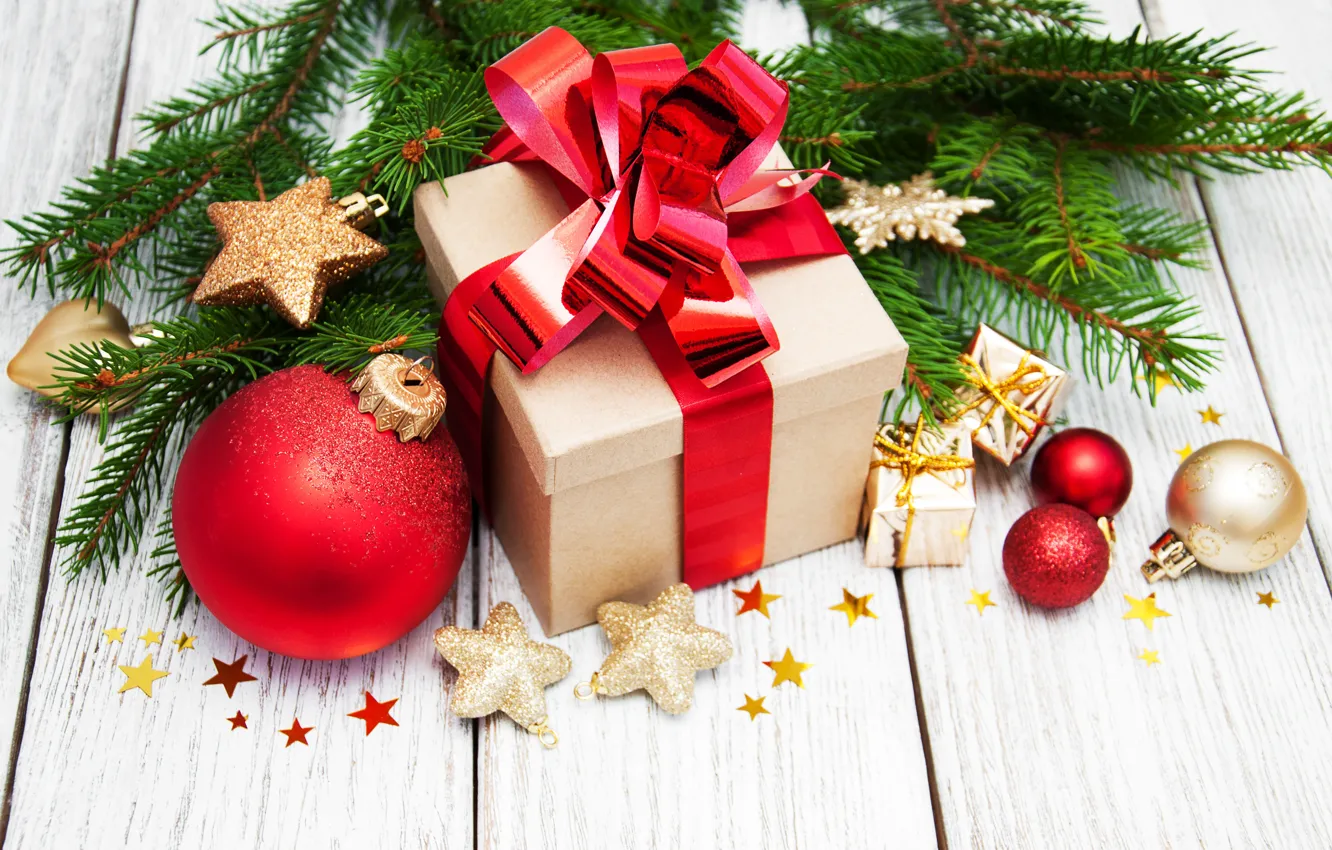 Фото обои украшения, шары, Новый Год, Рождество, подарки, christmas, balls, merry