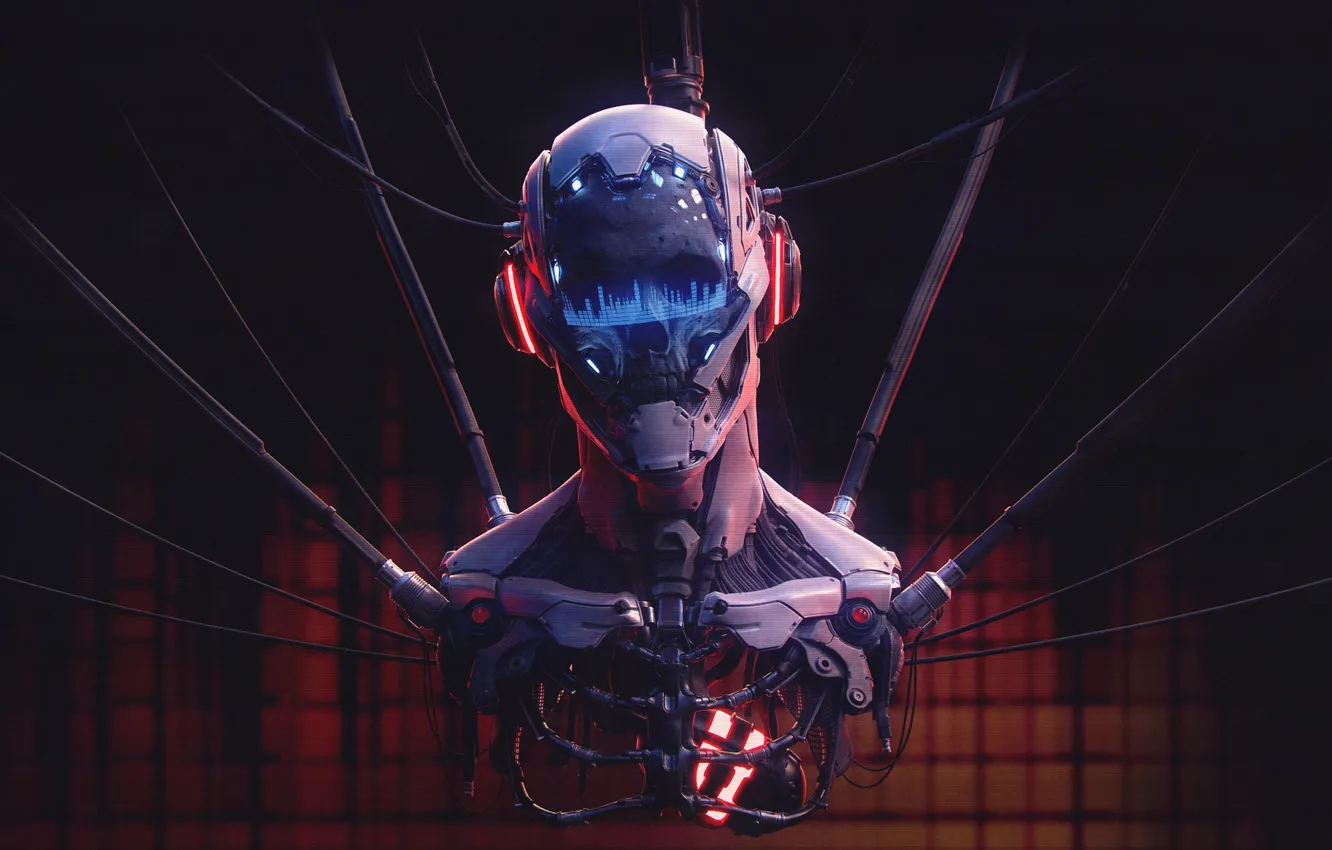 Фото обои metal, cyborg, head