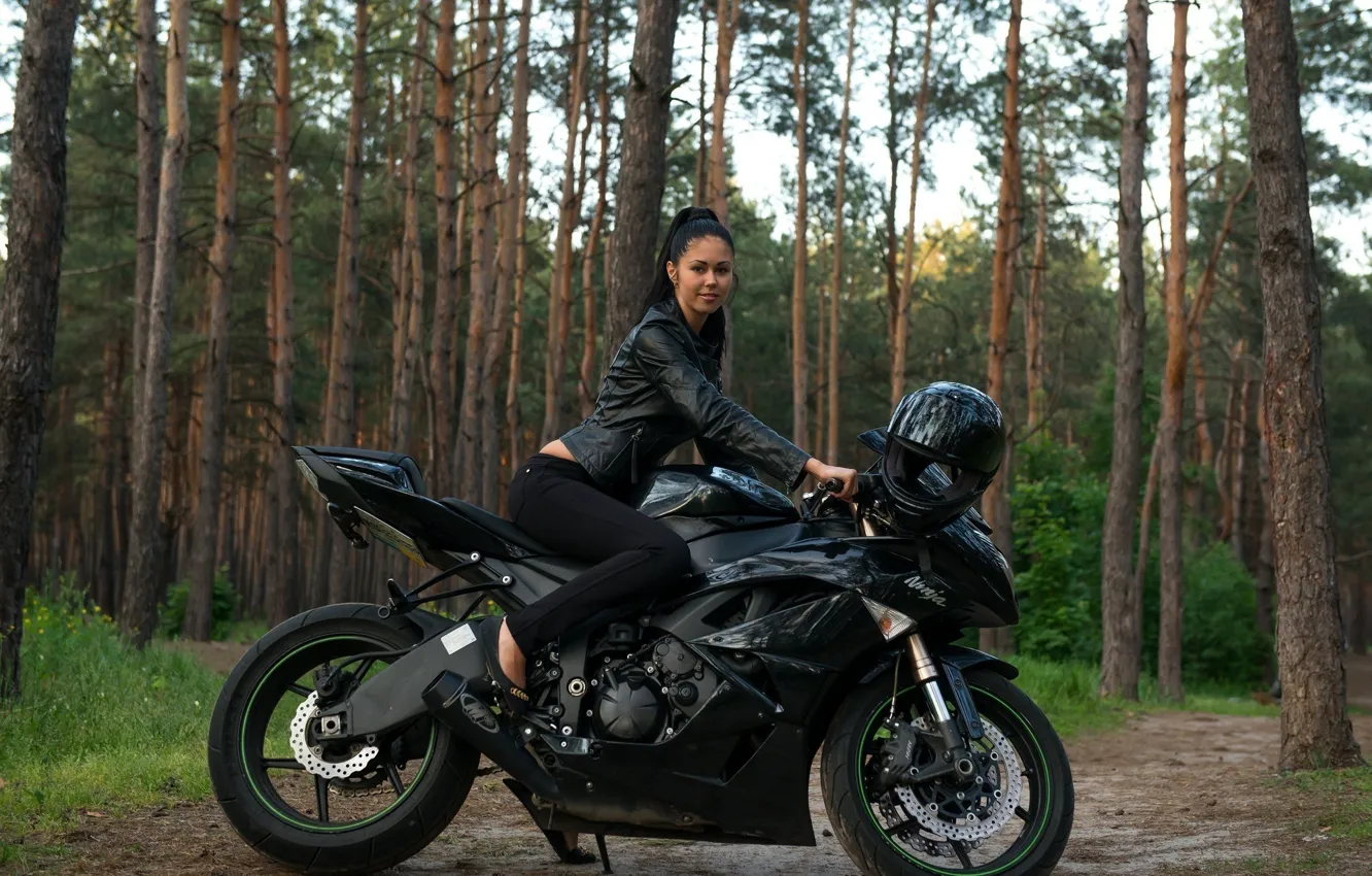 Фото обои модель, Девушка, мотоцикл, Macy B