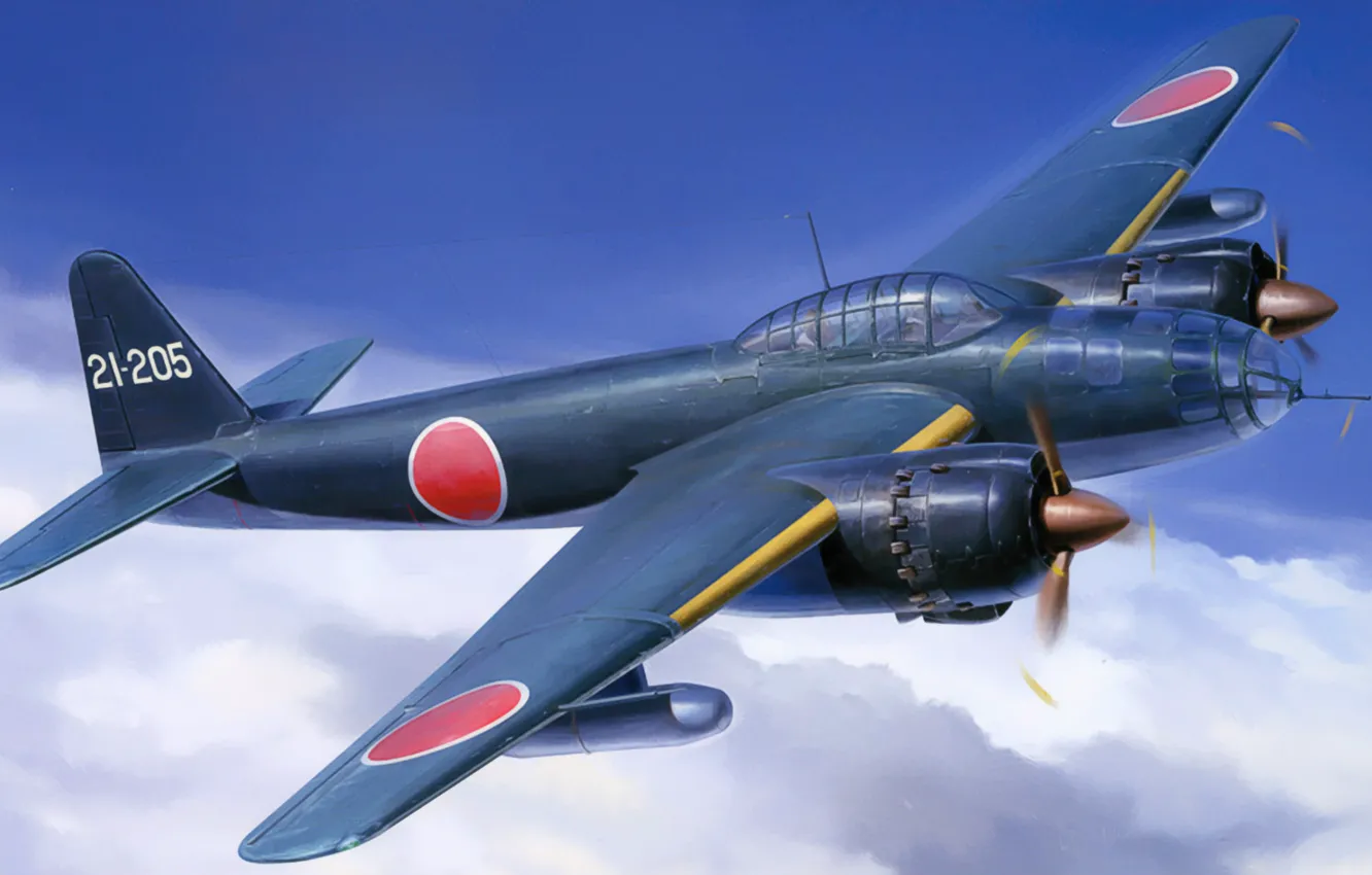 Фото обои war, art, painting, aviation, ww2, night fighter, japanese fighter, Kugisho P1Y1 GINGA (Frances) Type 11