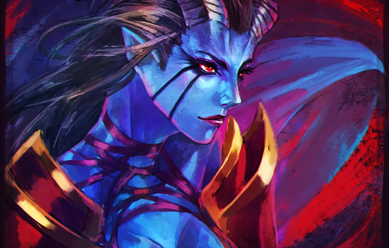 Фото обои девушка, лицо, арт, dota, Akasha, dota 2, queen of pain