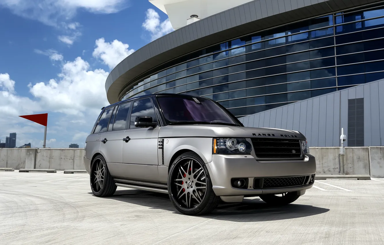 Фото обои Range Rover, grey, with, matte, wrap, customized