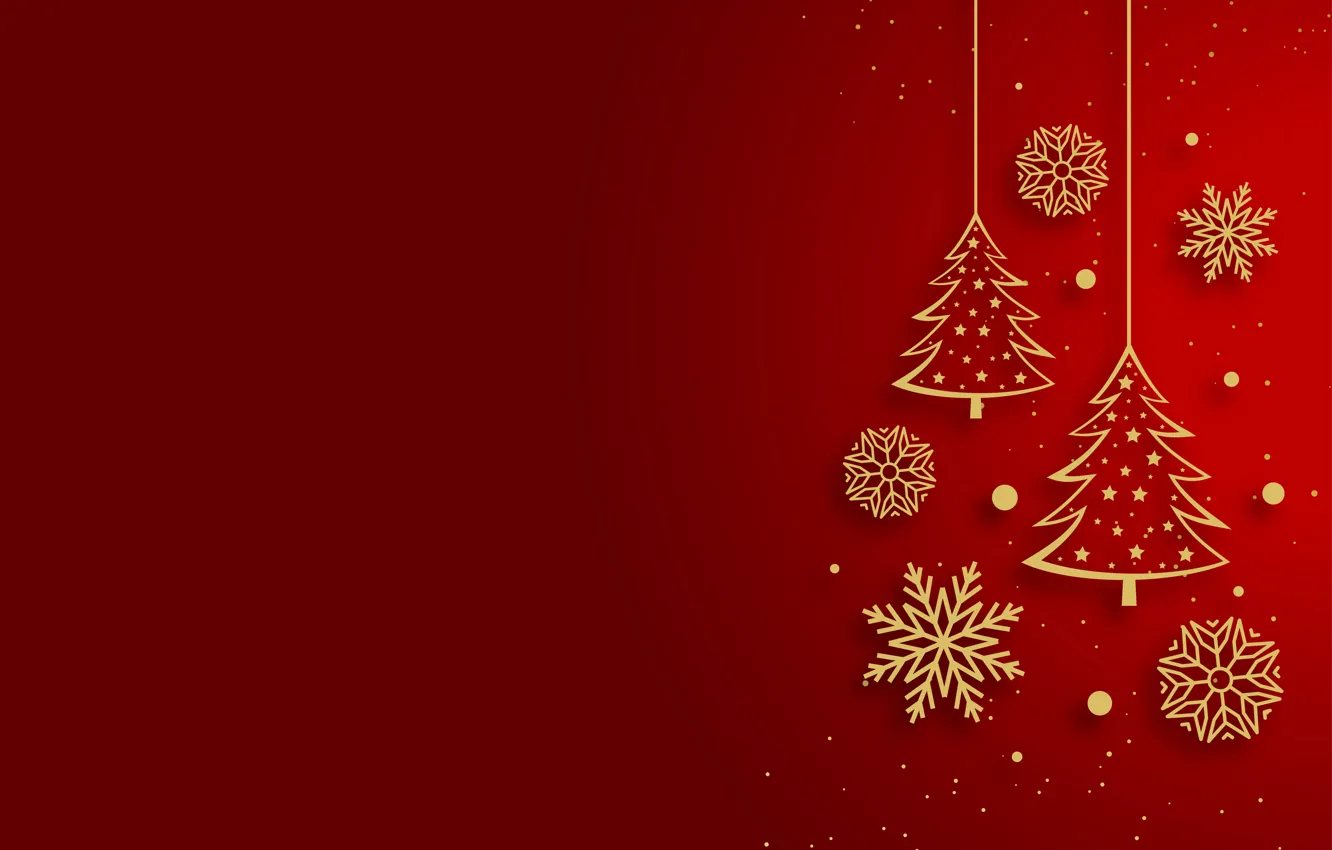 Фото обои украшения, снежинки, золото, Рождество, Новый год, red, golden, christmas