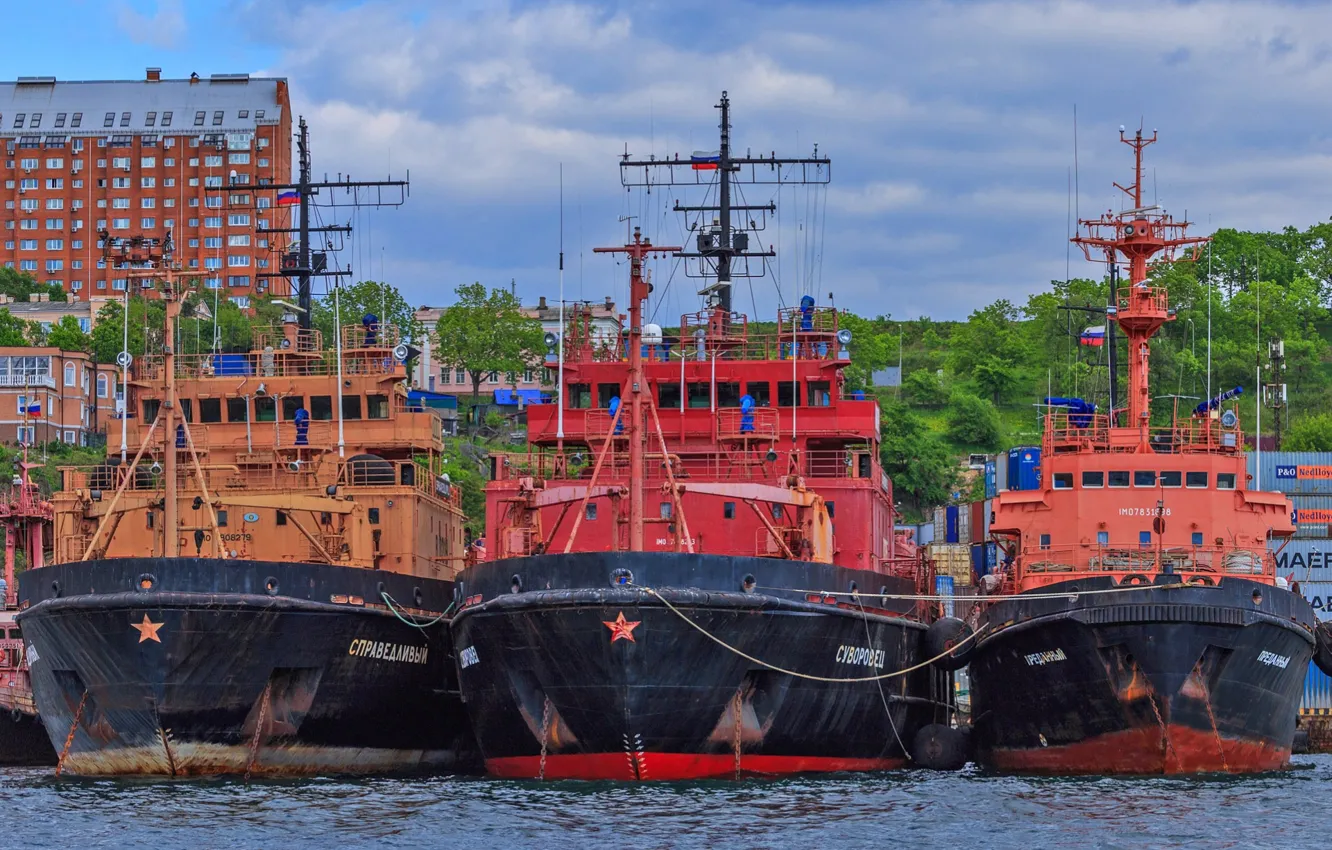 Фото обои корабль, причал, спасатель