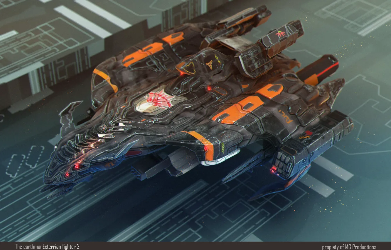 Фото обои дизайн, транспорт, конструкция, аппарат, The Earthmen Xterrian fighter ship