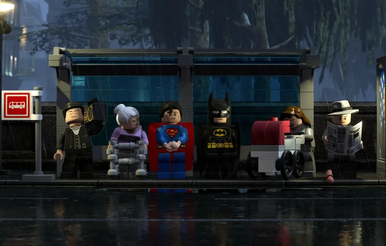 Фото обои toy, Batman, weapon, movie, bat, Lego, Robin, Superman