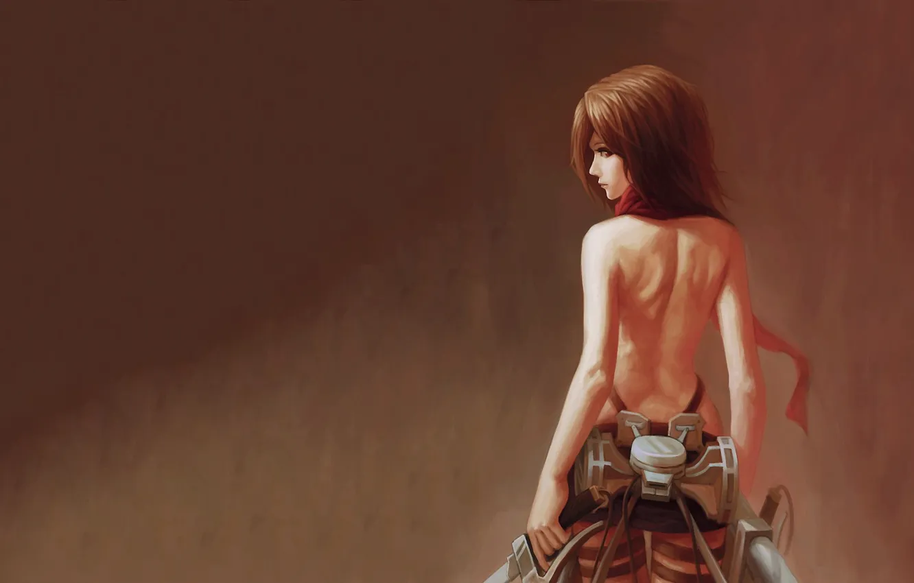Фото обои girl, anime, attack on titan, mikasa