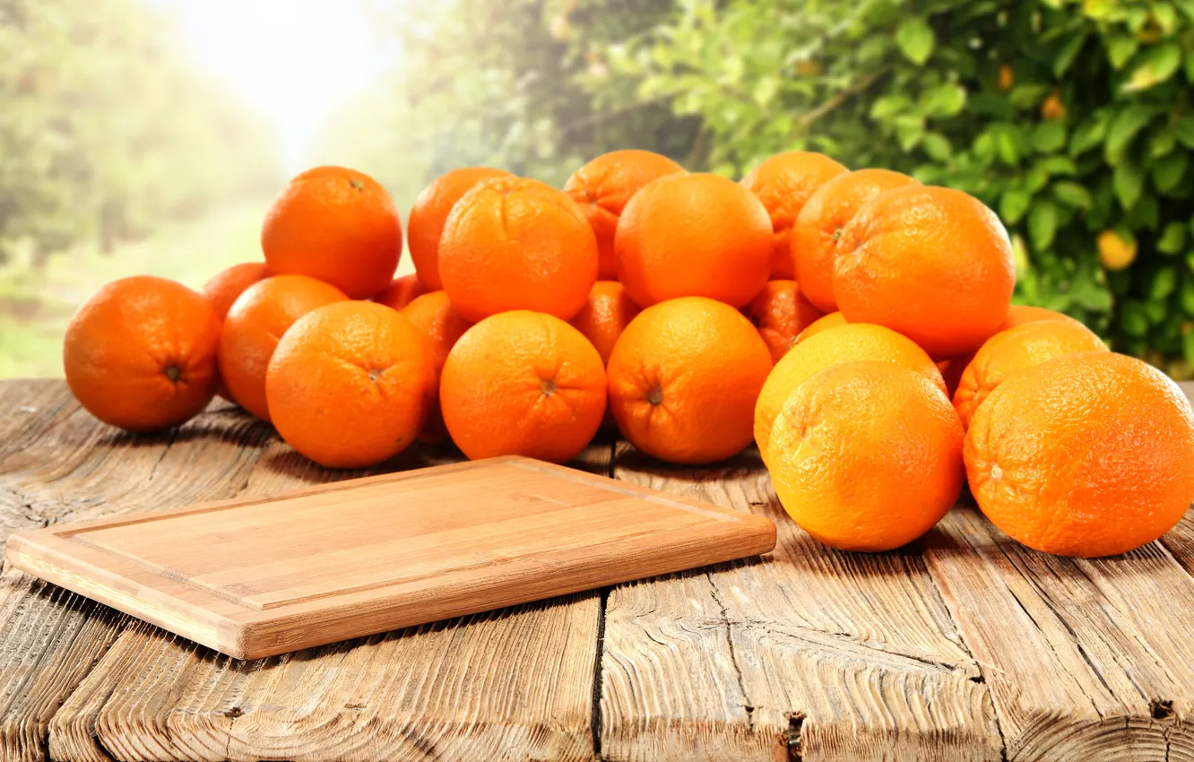 Фото обои фон, апельсины, доска, цитрусы