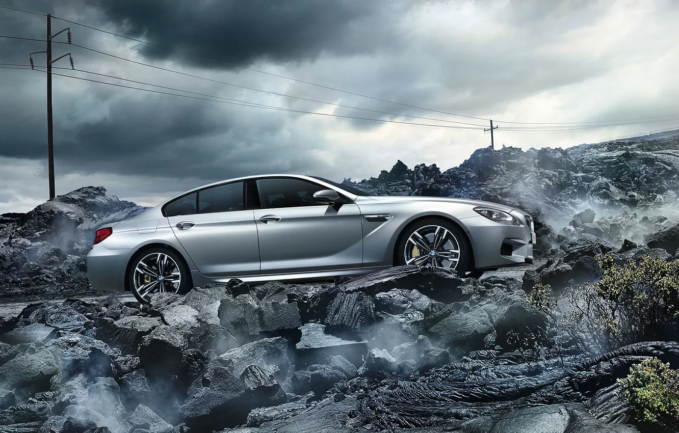 Фото обои BMW, Clouds, Sky, Rock, Coupe, Gran Coupe, Tuning, Road