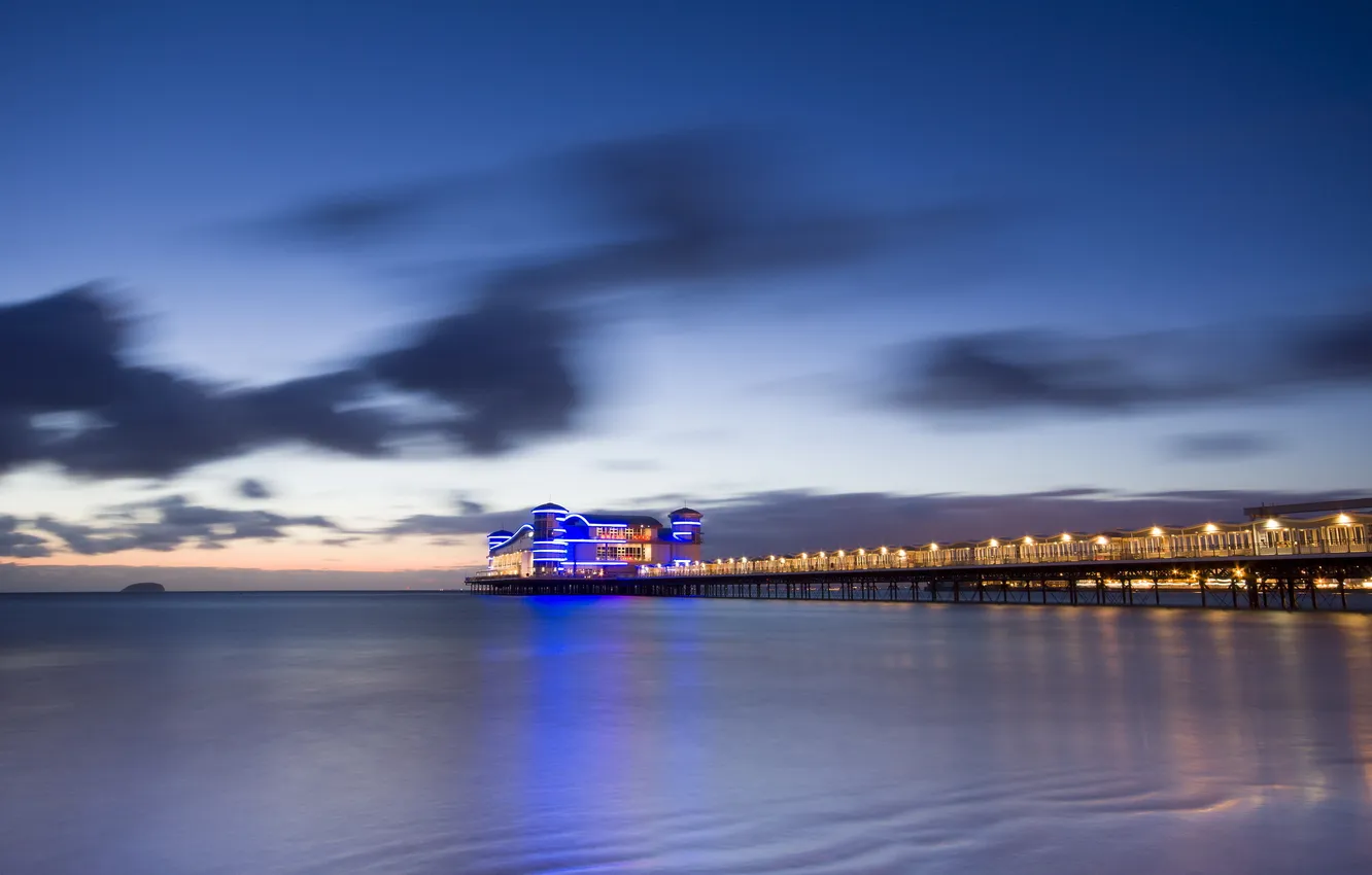 Фото обои море, мост, England, Weston-Super-Mare