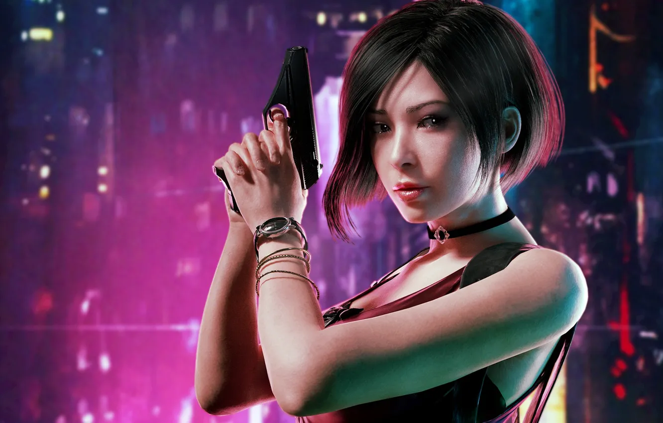 Фото обои девушка, пистолет, Ada Wong, Ада Вонг, Resident Evil 2