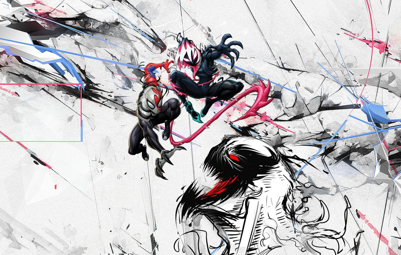 Фото обои Кино, Мультик, Веном, Venom, Spider Man, Человек Паук, Женщина паук, Девушка Паук