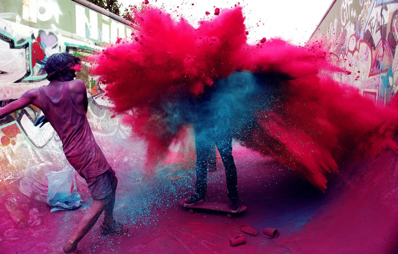 Фото обои краски, граффити, скейт, буйство красок