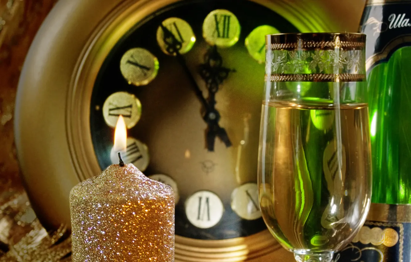 Фото обои часы, новый год, ожидание