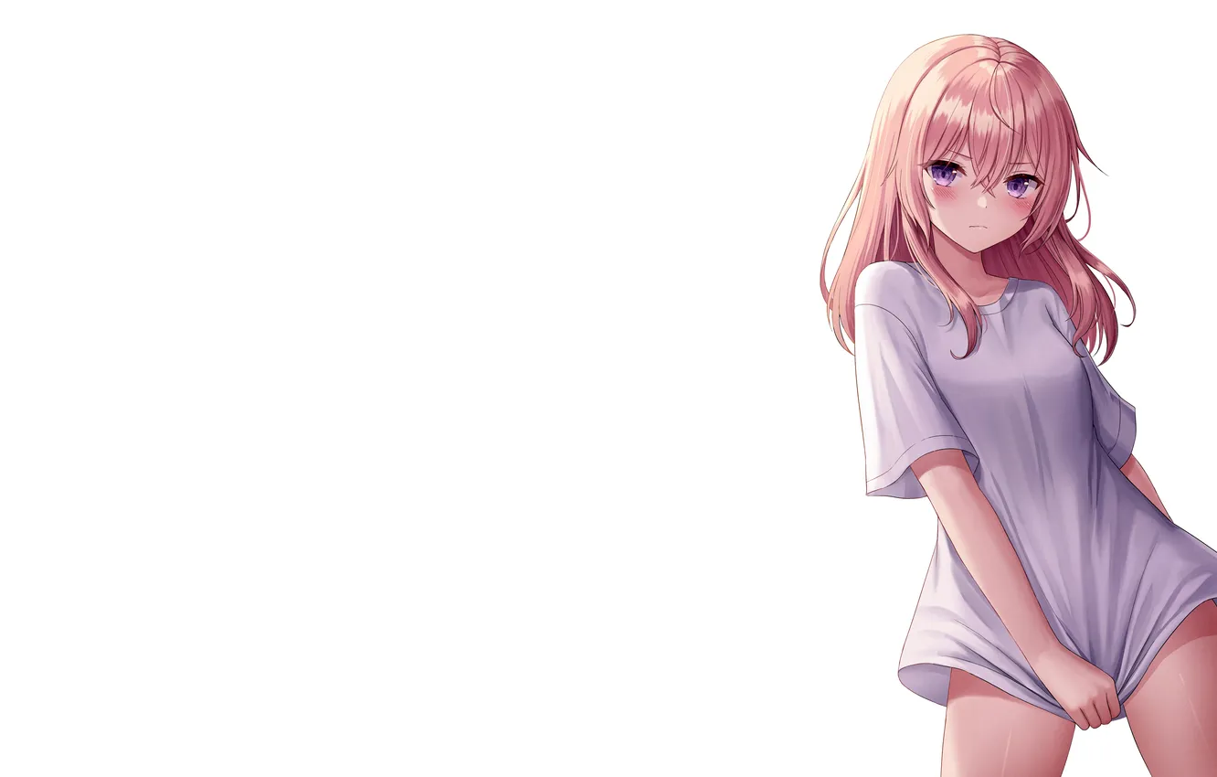 Фото обои girl, pink hair, long hair, anime, beautiful, purple eyes, pretty, attractive