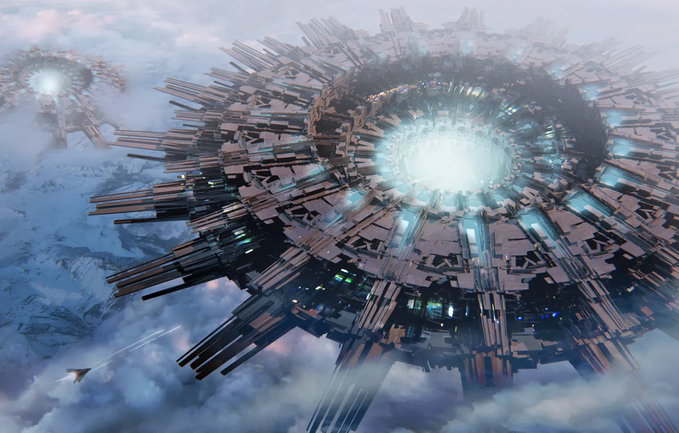 Фото обои небо, облака, горы, danger in the clouds