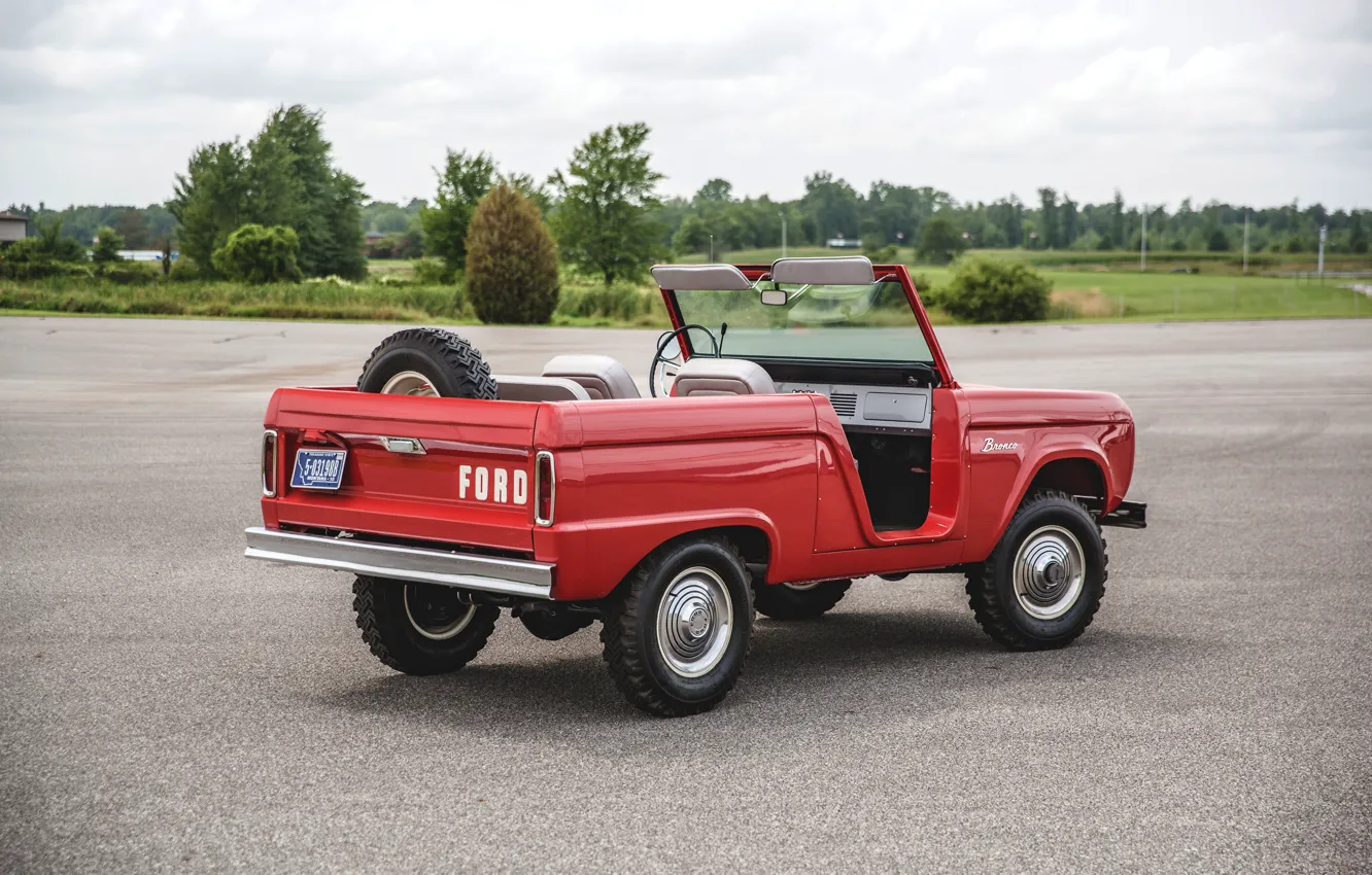 Фото обои красный, Roadster, Ford, сзади, 1966, Bronco