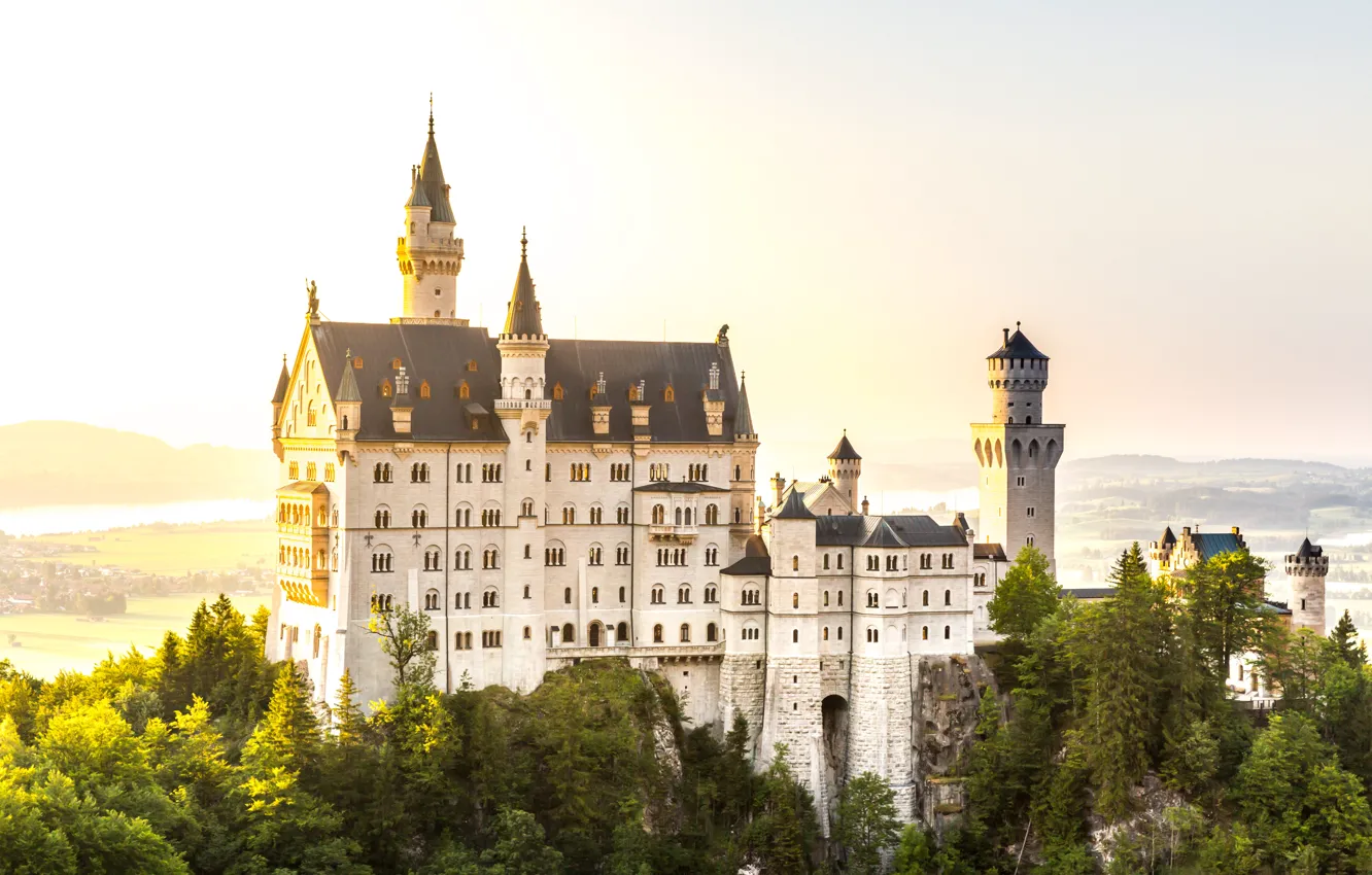 Фото обои горы, замок, Германия, Germany, mountain, Нойшванштайн, Bavaria, Neuschwanstein Castle