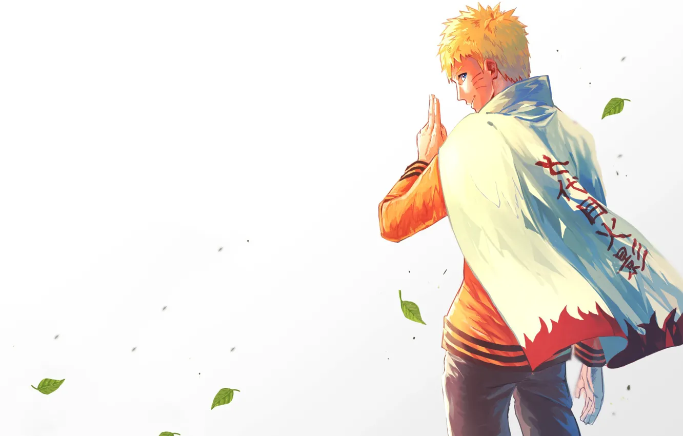 Фото обои листья, аниме, арт, парень, Наруто, Naruto, хокаге, Узумаки Наруто