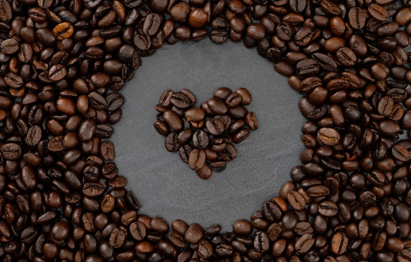 Фото обои фон, сердце, кофе, зерна, love, heart, texture, background
