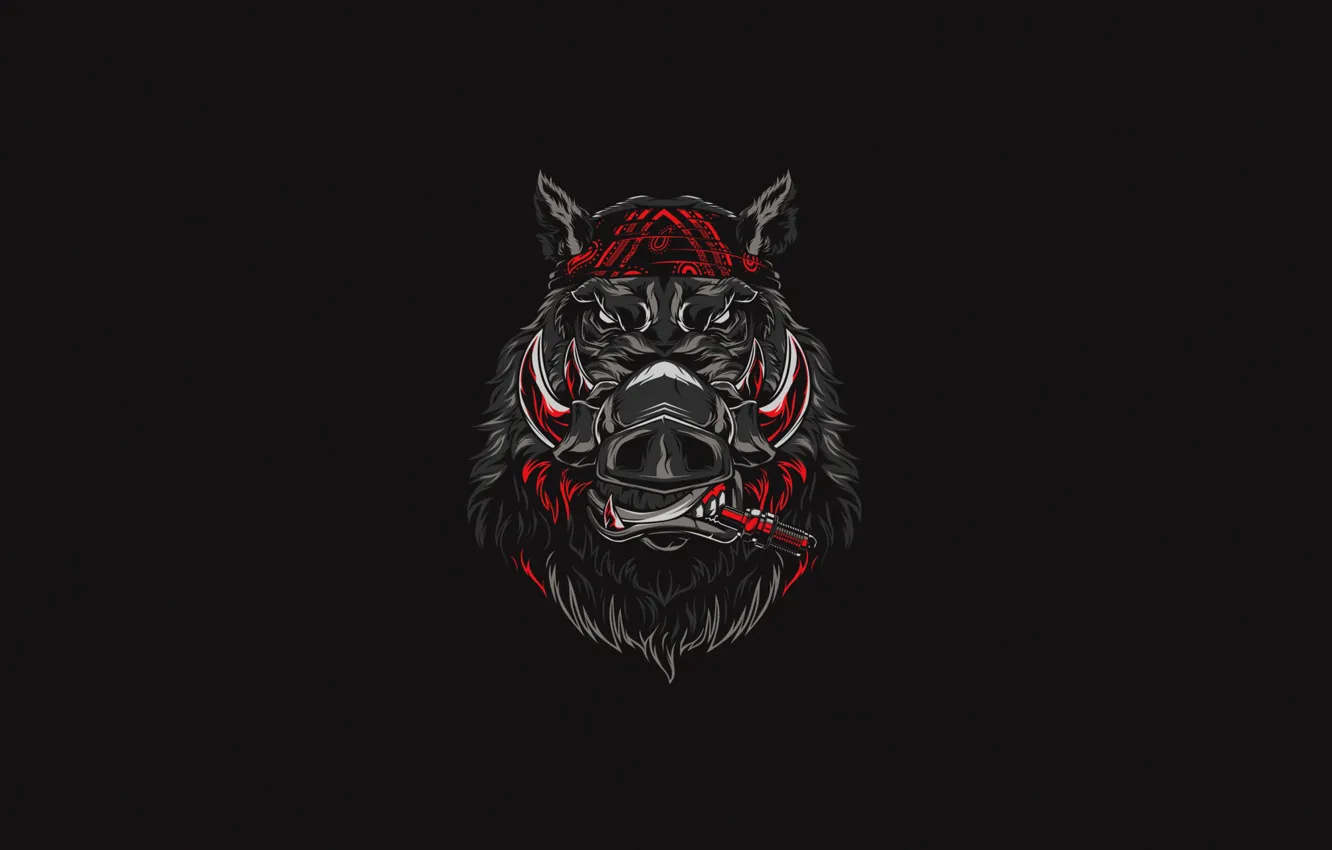 Фото обои Минимализм, Фон, Морда, Арт, Кабан, Art, Design, Vector