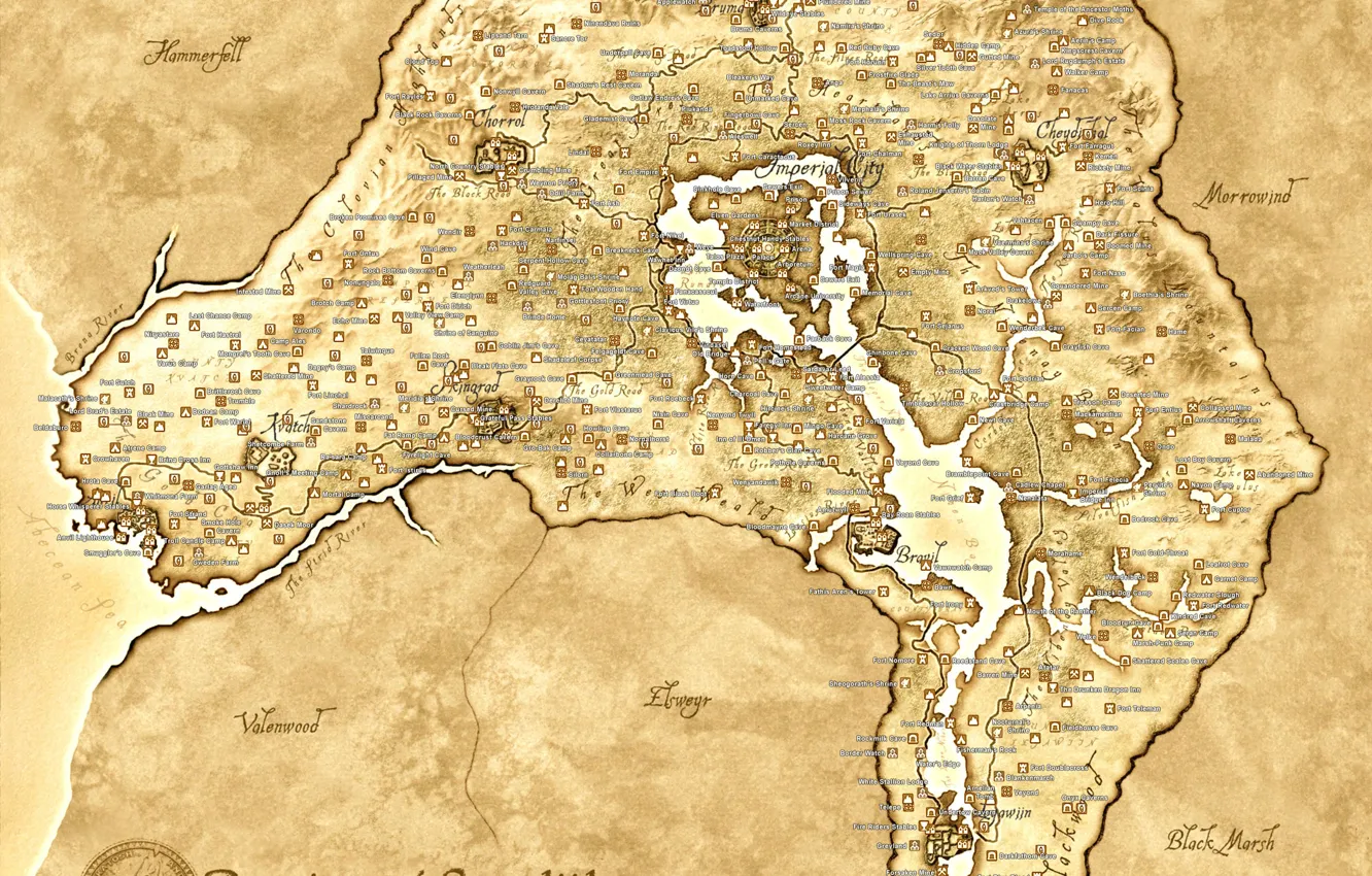 Фото обои карта, коричневый, Oblivion