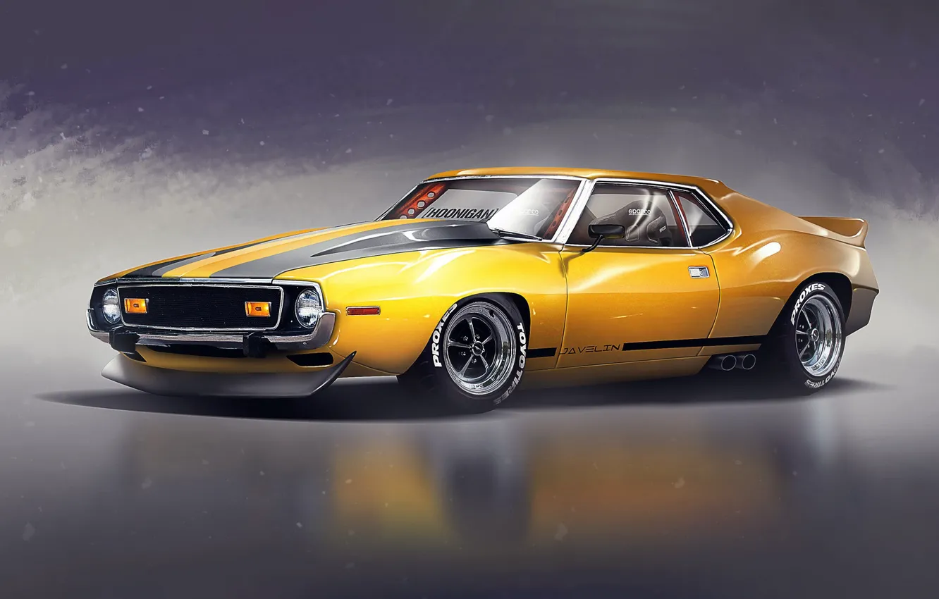 Фото обои Авто, Машина, Muscle Car, Transport & Vehicles, AMC Javelin, by Timothy Adry, Timothy Adry, 74' …