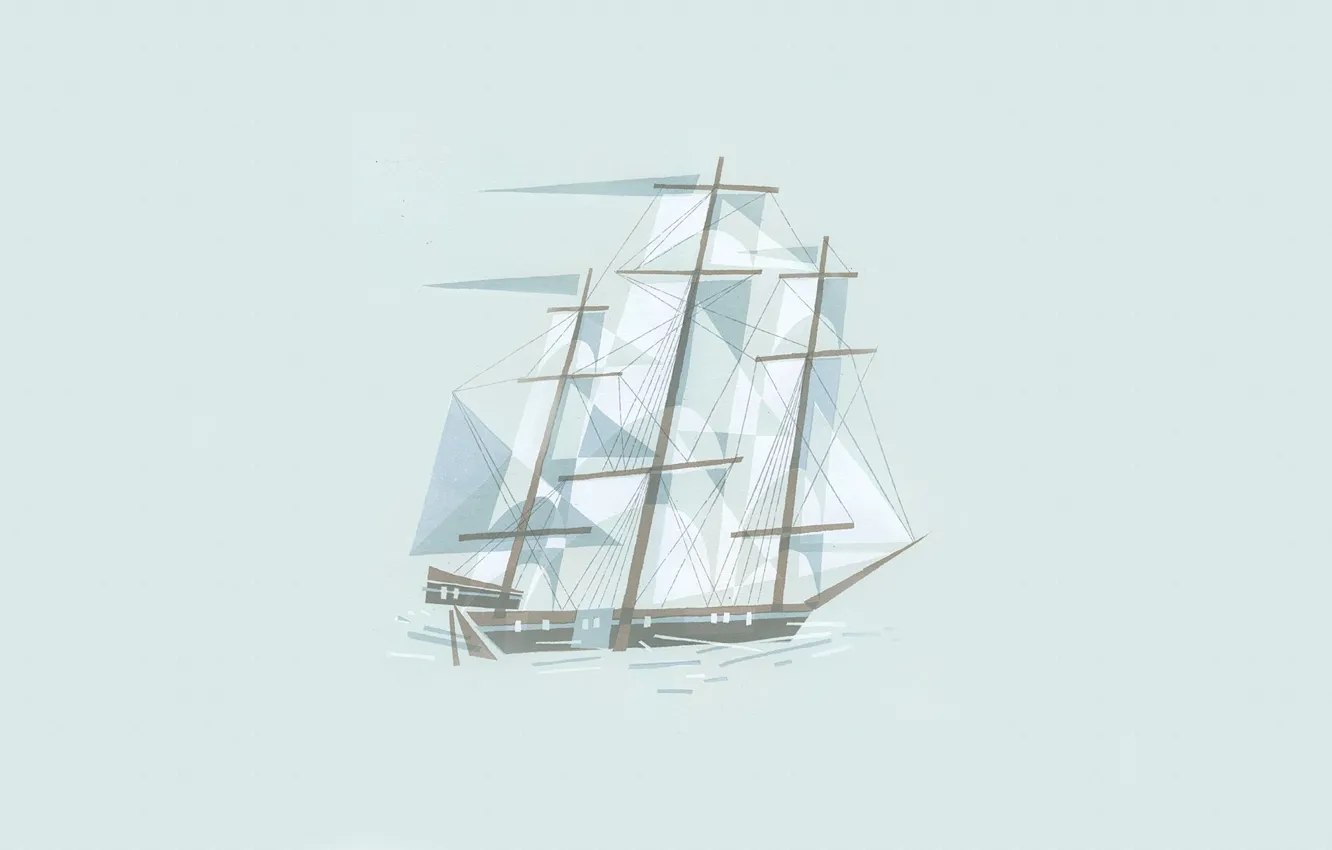 Фото обои линии, рисунок, корабль, минимализм, иллюстрация, кубизм