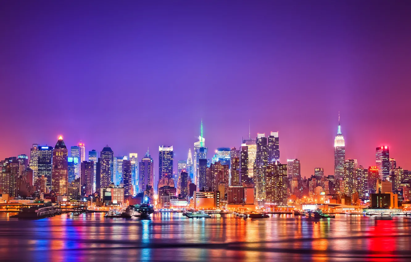 Фото обои город, Нью-Йорк, сша, new york, Манхэттан, река гудзон, джерси