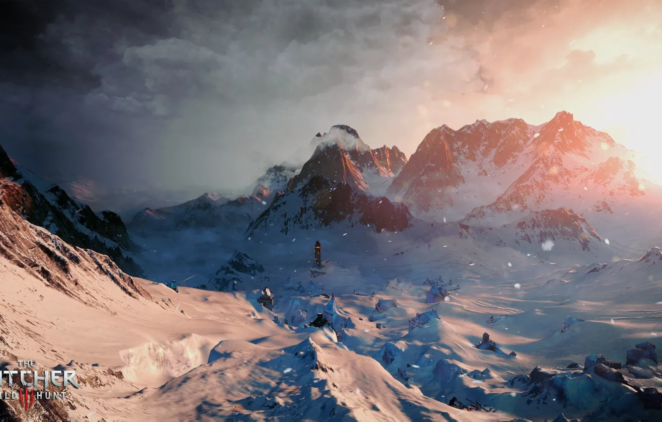 Фото обои зима, снег, горы, арт, Ведьмак, CD Projekt RED, The Witcher 3: Wild Hunt